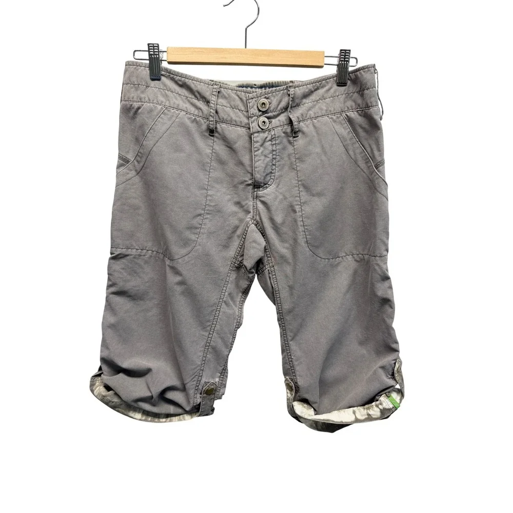 Gramicci Gray Cargo Capri Shorts Tie Dye Hem Gorpcore Hiking Utility Womens 31